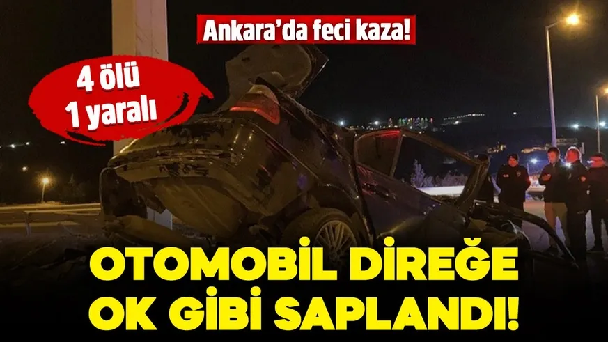 Direğe çarpan otomobildeki 4 kişi feci şekilde can verdi...