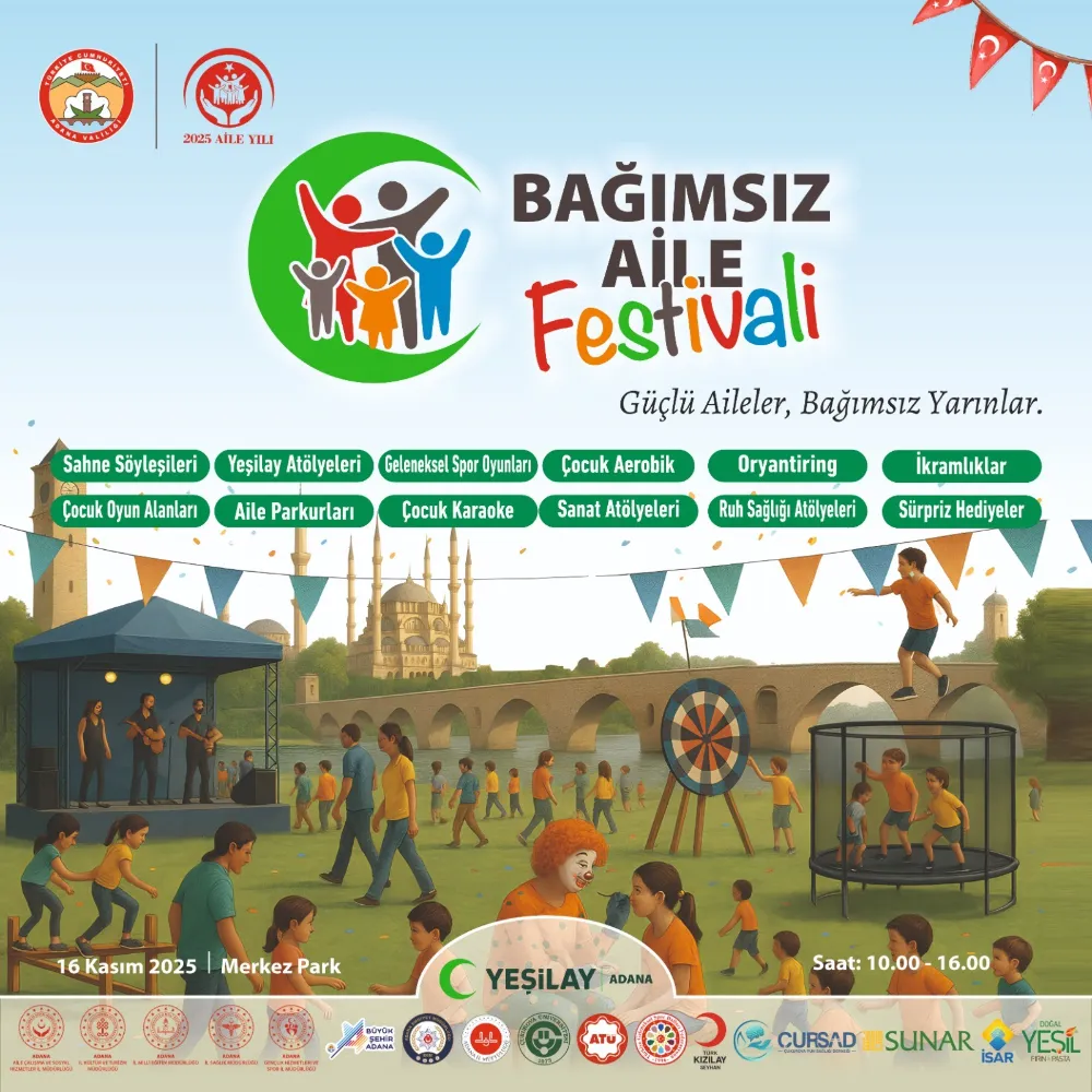 Adana Bağımsız Aile Festivali pazar günü Merkez Park
