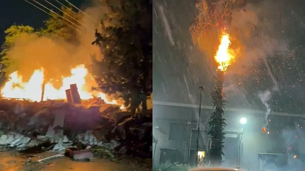 Adana’da düşen yıldırımlar yangına neden oldu