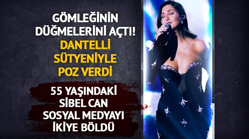 Sibel Can gömleğinin düğmelerini açıp dantelli sütyeniyle poz verdi...