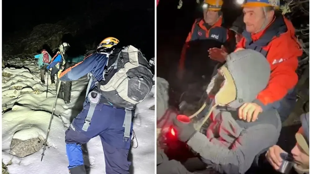 Dağda mahsur kalan 3 arkadaş kurtarıldı...