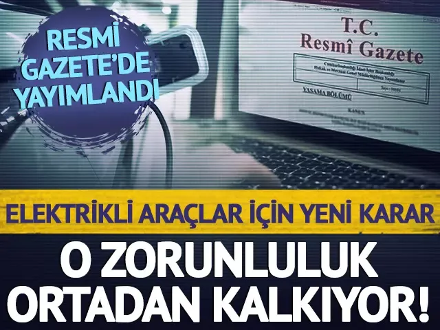 Elektrikli araçlar için Resmi Gazete